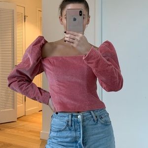 LPA puff sleeve corduroy bustier